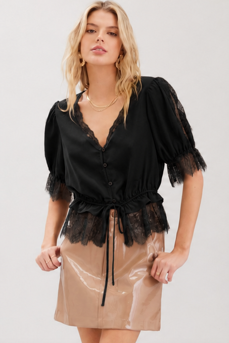 Noir Satin Top