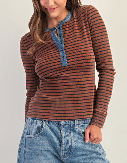 Sadie Striped Henley Top