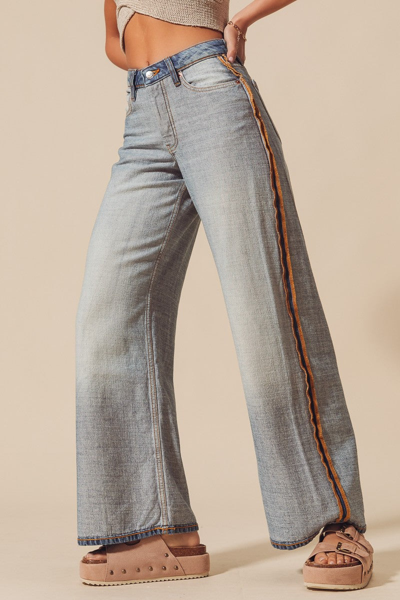 Inside Out Wide Leg Jeans