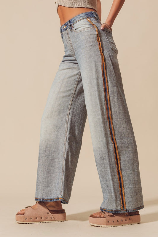 Inside Out Wide Leg Jeans