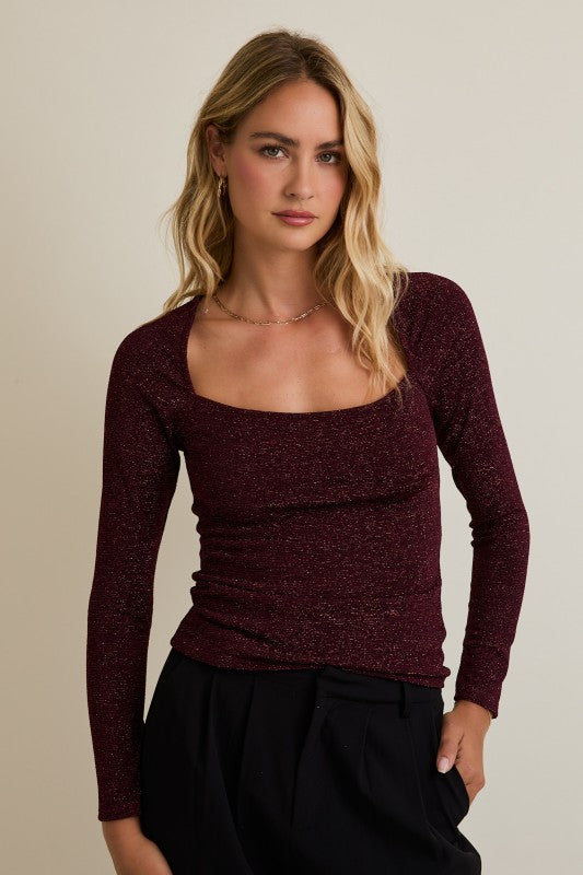 Oxblood Shimmer Top