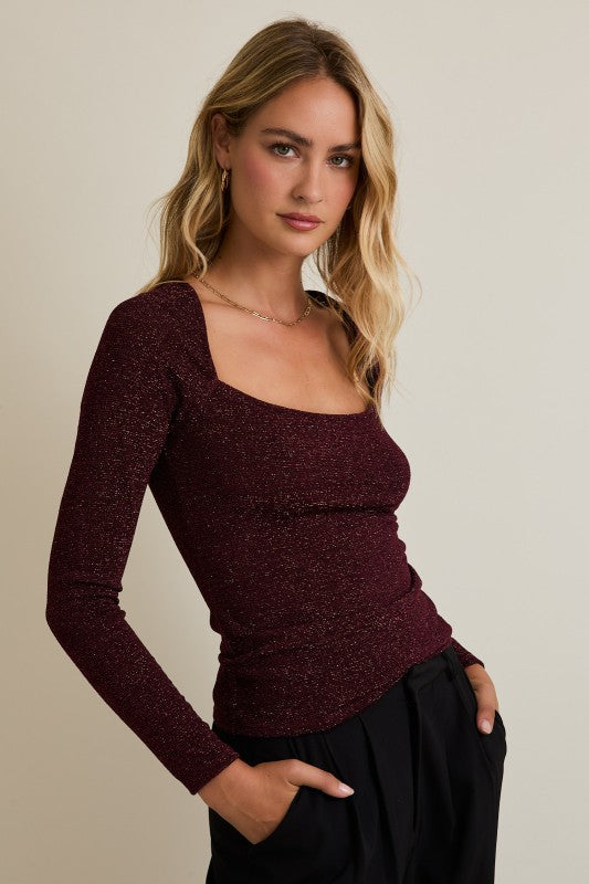 Oxblood Shimmer Top