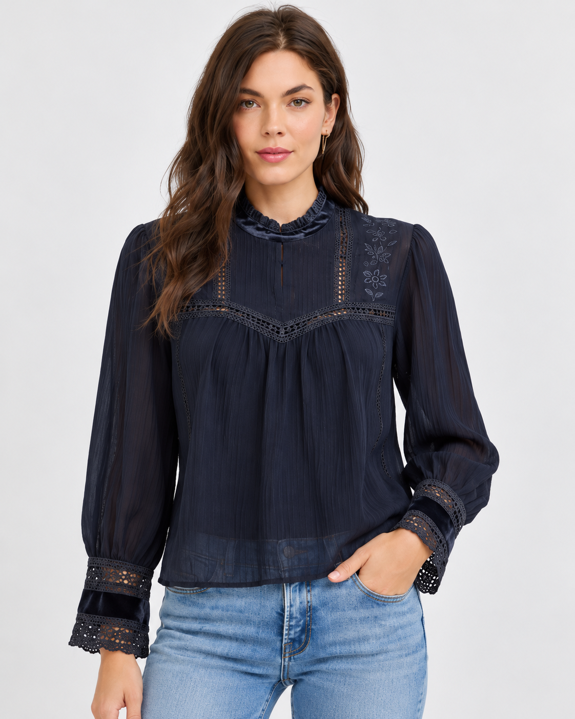 Odette Navy Blouse