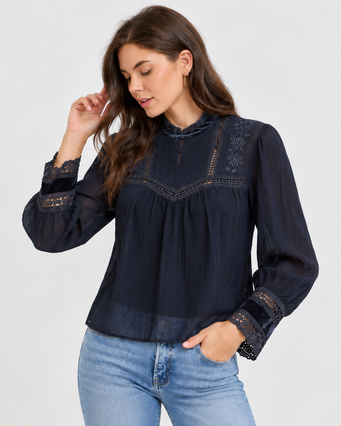 Odette Navy Blouse