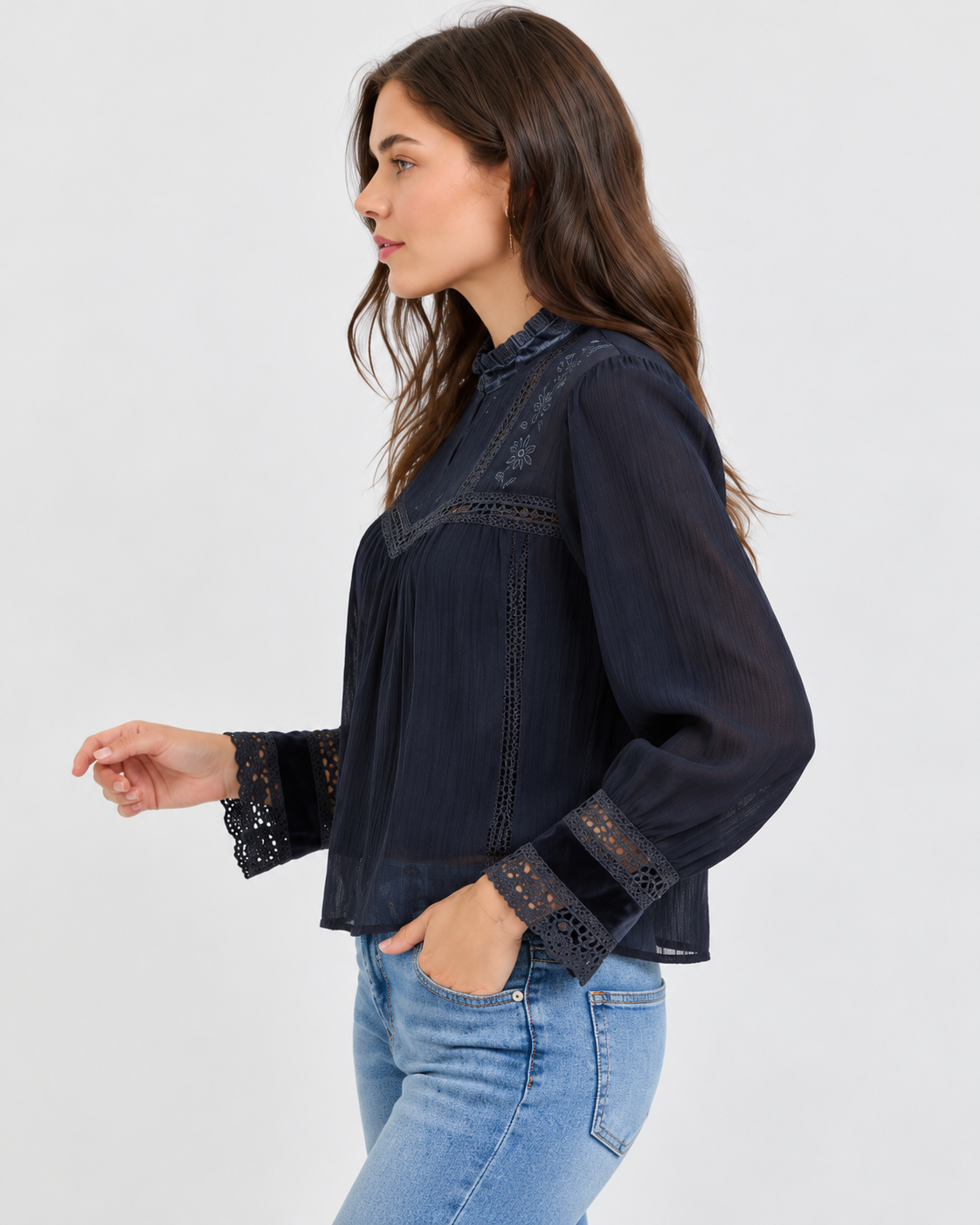 Odette Navy Blouse