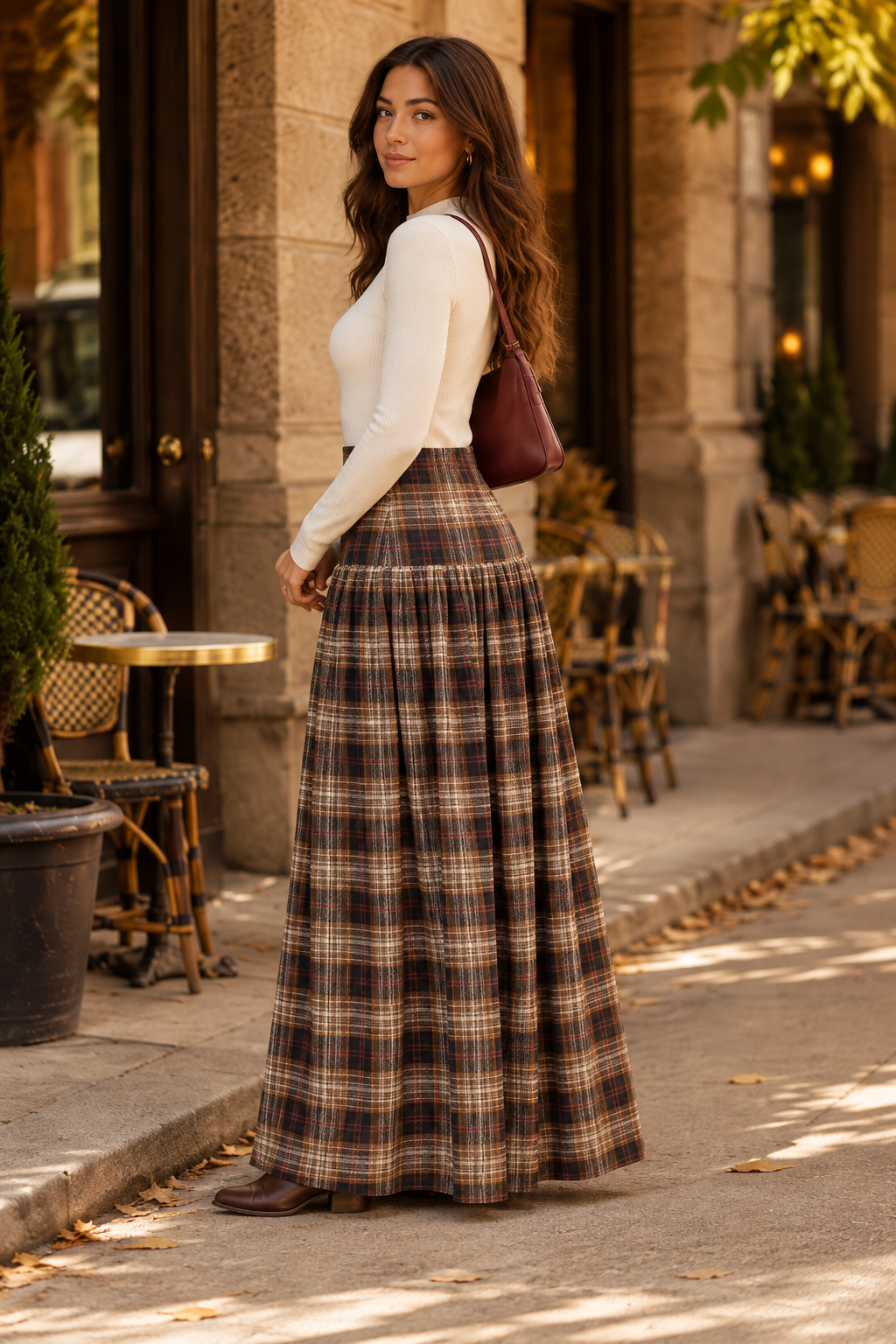 Autumn Plaid Maxi Skirt
