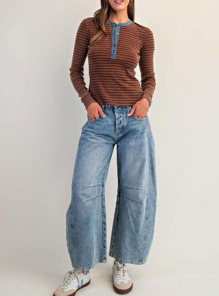 Sadie Striped Henley Top
