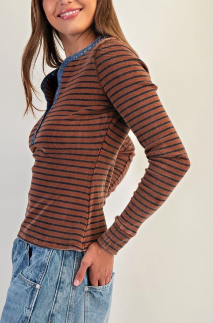 Sadie Striped Henley Top
