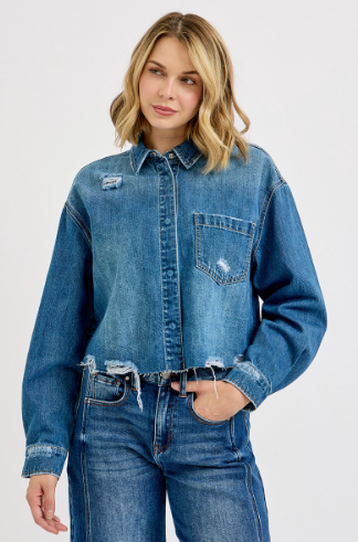 Sammi Cropped Denim Shacket