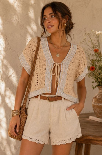 Laguna Tie-Front Knit Tee