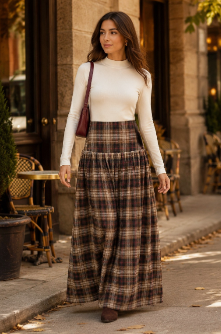 Autumn Plaid Maxi Skirt