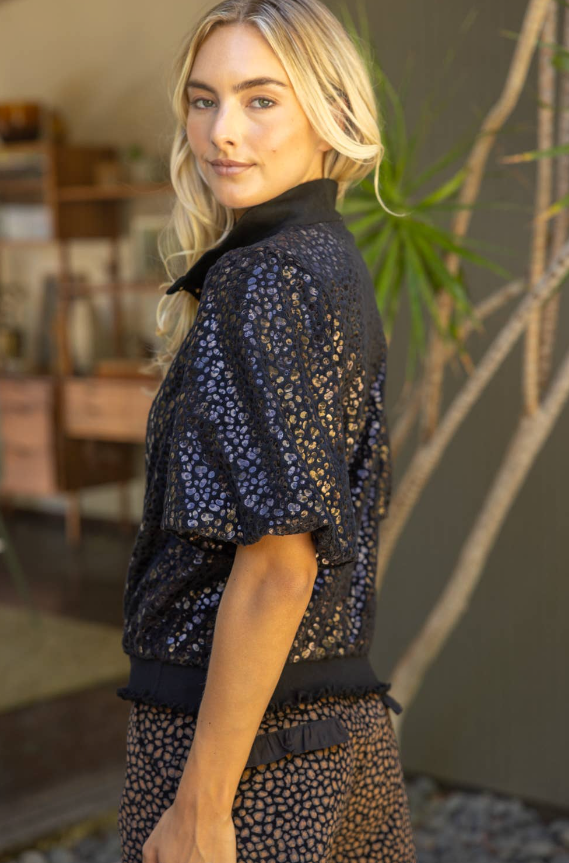 Jovie Snap-Front Animal Print Top
