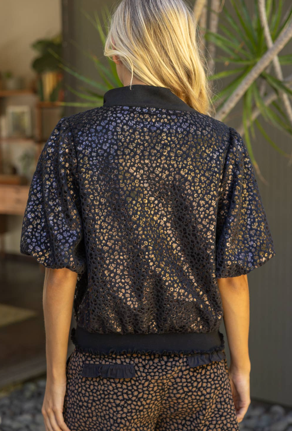 Jovie Snap-Front Animal Print Top